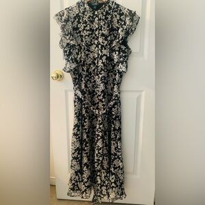 Ralph Lauren Black and White Floral Midi Dress